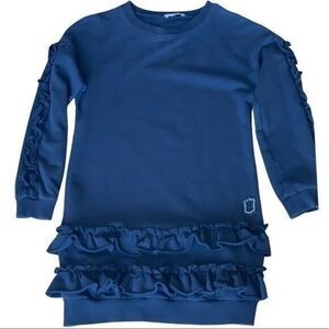 MONNALISA ITALIAN High End brand Black sweatshirt ruffle dress Kids 8​